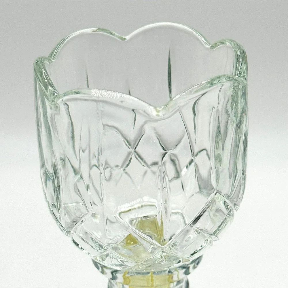 Vintage HOMCO Clear Glass Hurricane Candle Holder Pedestal Candlestick‎ Scallop